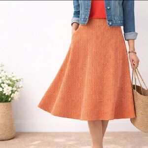 LANE BRYANT Women Stretch Cotton A-Line Flare Skirt Orange Polka Dot Size 20